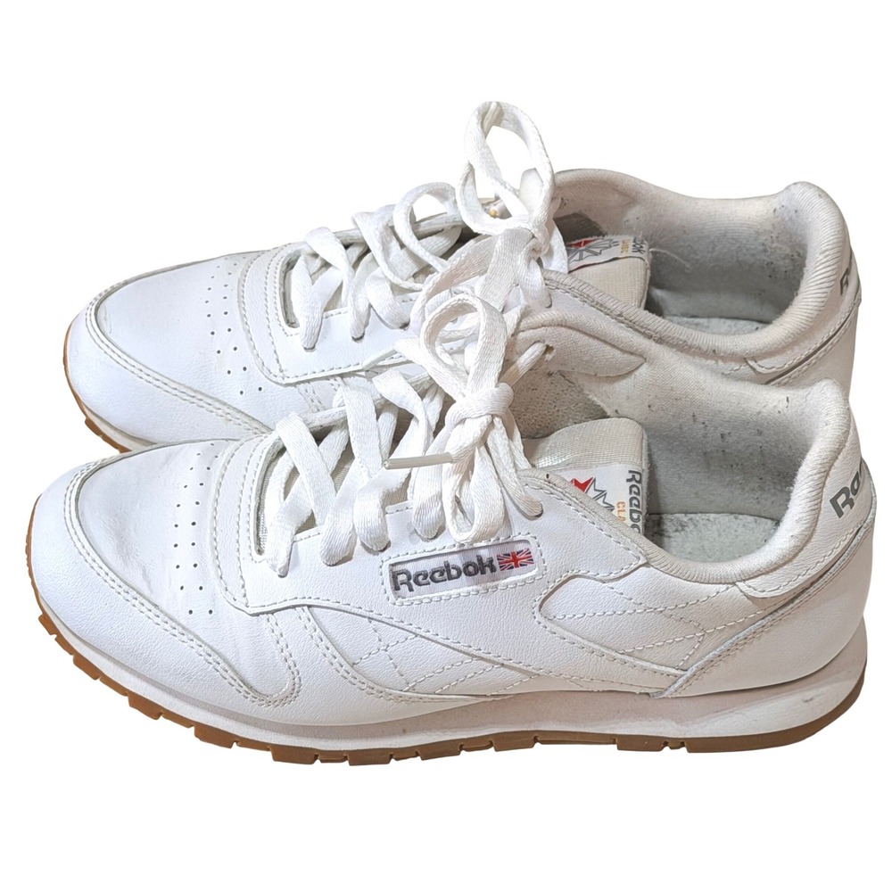 Reebok Classic Leather Sneakers Male 3.5 White Gum V69624 Low Top Vintage Retro